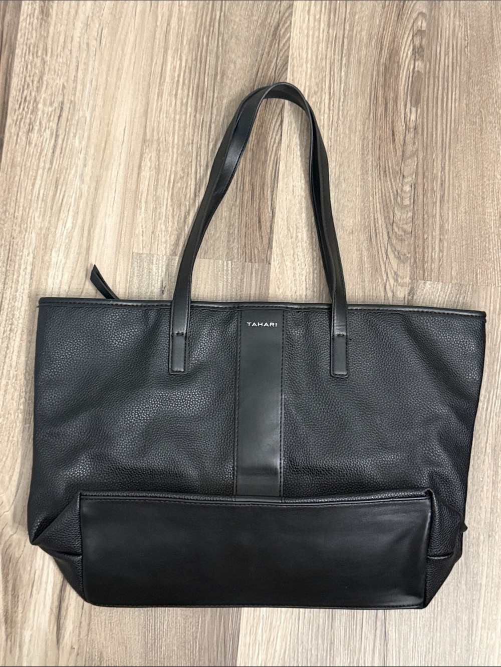 Tahari Black Leather Double-Handle Tote